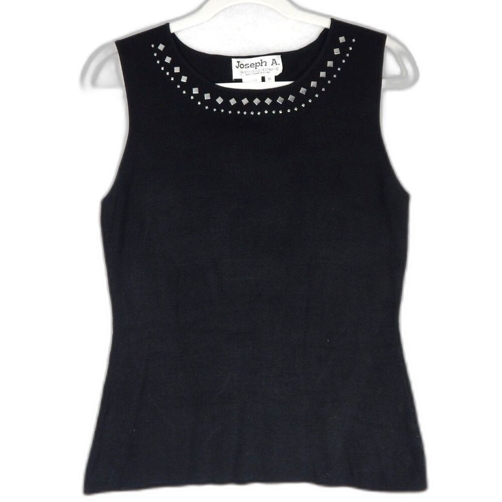 Joseph A. Silk Studded Sweater Tank Minimalist Y2K Office Siren Business Luxury